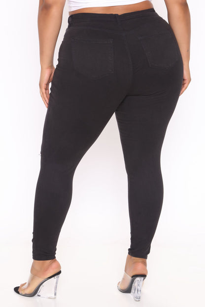Skinny Jeans mit schmaler Taille - Schwarz